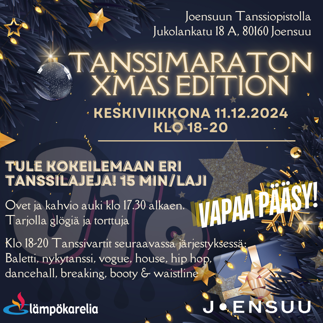 Tanssimaraton Xmas Edition keskiviikkona 11.12.2024 klo 18-20